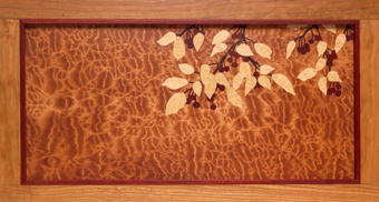 Left footboard crabapple motif